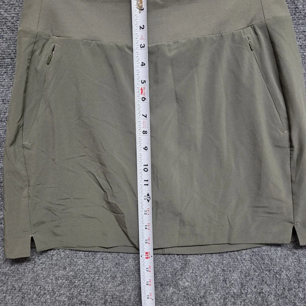 Athleta Soho Skort Womens 8 Green Skirt Shorts Pockets Side Slits Elastic Waist